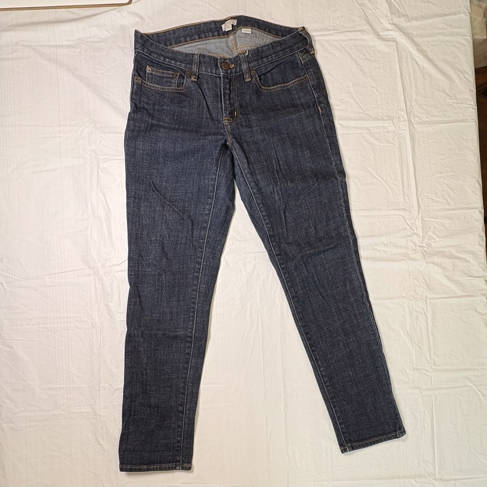 J Crew womens denim jeans, dark blue, straight leg, size 27